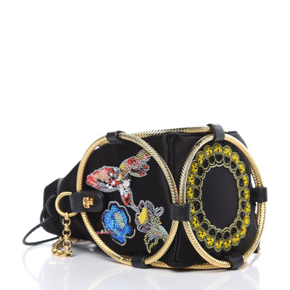 Alexander McQueen Satin Embroidered Drawstring Bag Black 4 of 8
