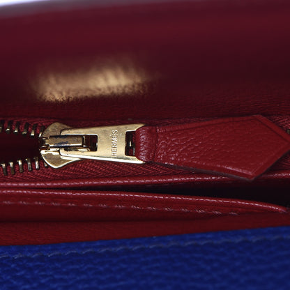 Hermes Togo Horseshoe Kelly Retourne 32 Bleu Electrique Rouge H 28 of 40