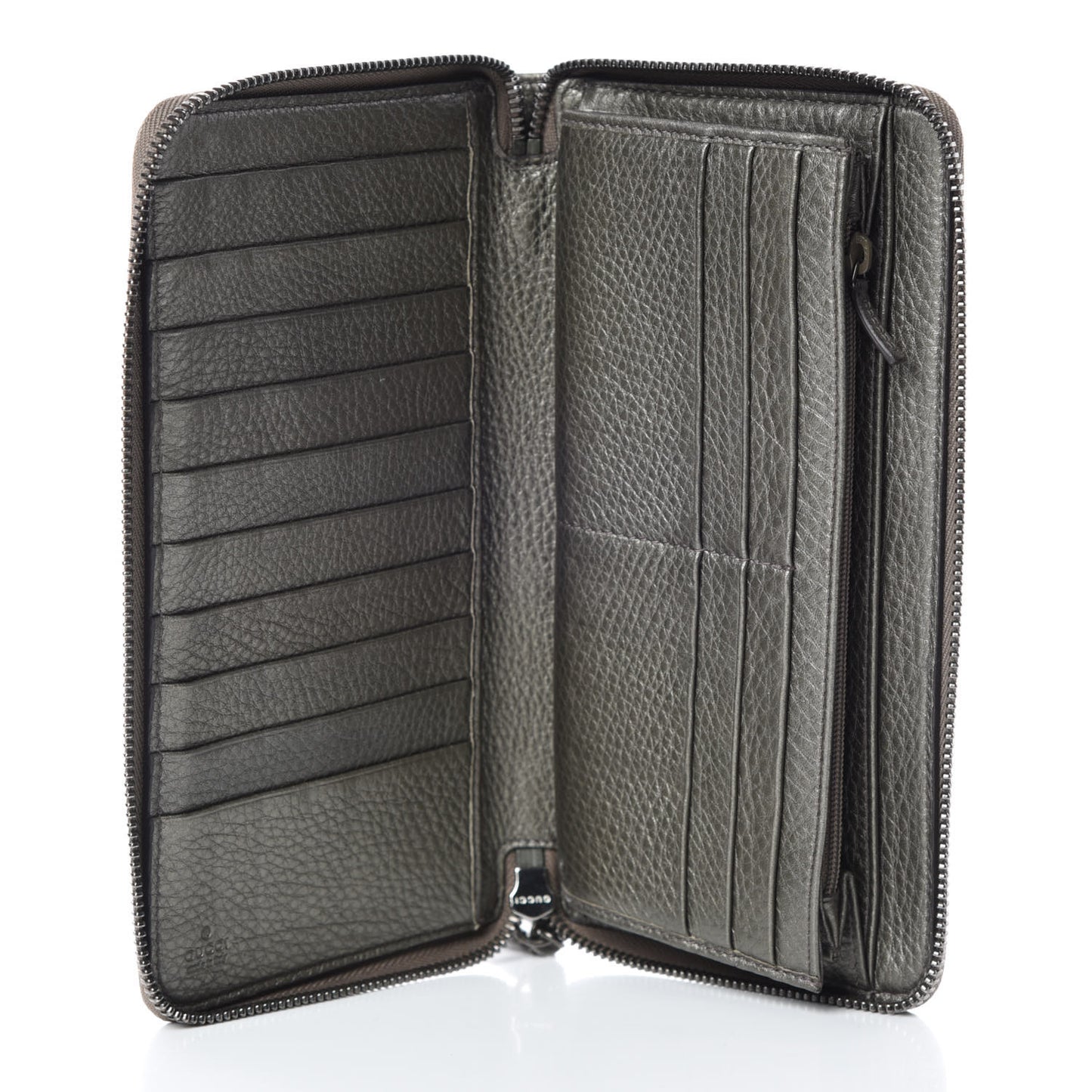 Metallic Pebbled Calfskin Soho Zip Around Wallet Sasso