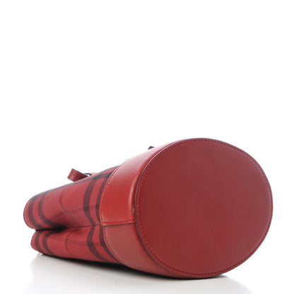 Burberry Overdyed Canvas Horseferry Check Baby Bucket Bag Parade Red 4 of 7