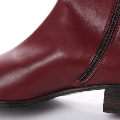 Gucci Calfskin Malaga Kid Lizard Web Dragon Embroidered Ankle Boots 38.5 Burgundy 9 of 10