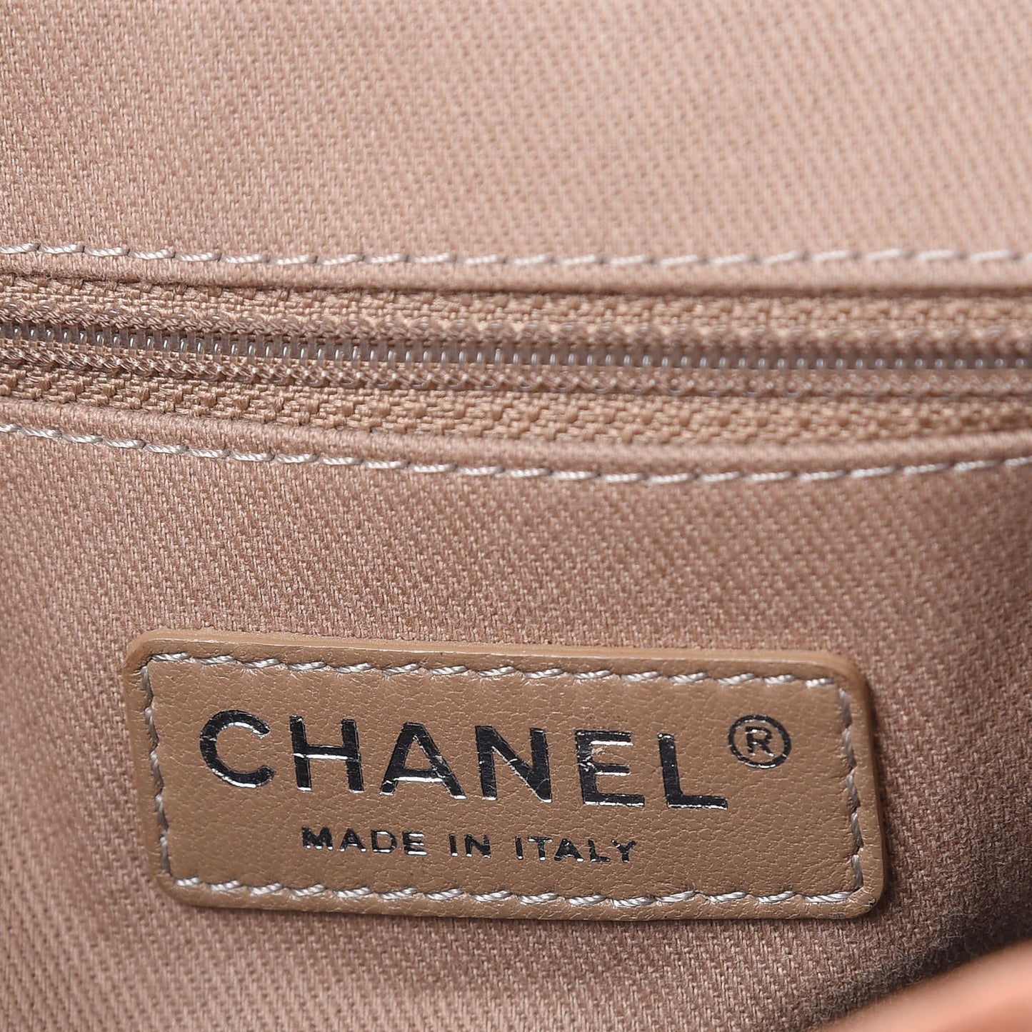 Suede Calfskin Stitch Flap Light Brown