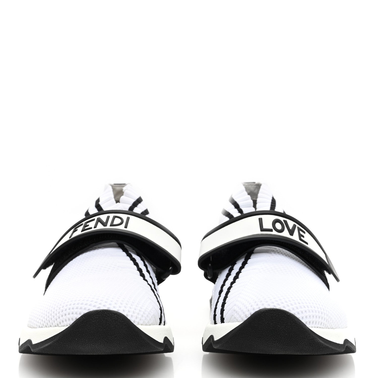 Fendi Stretch Yarn Stiff Band Rockoko Sneakers 35.5 Black White 3 of 8