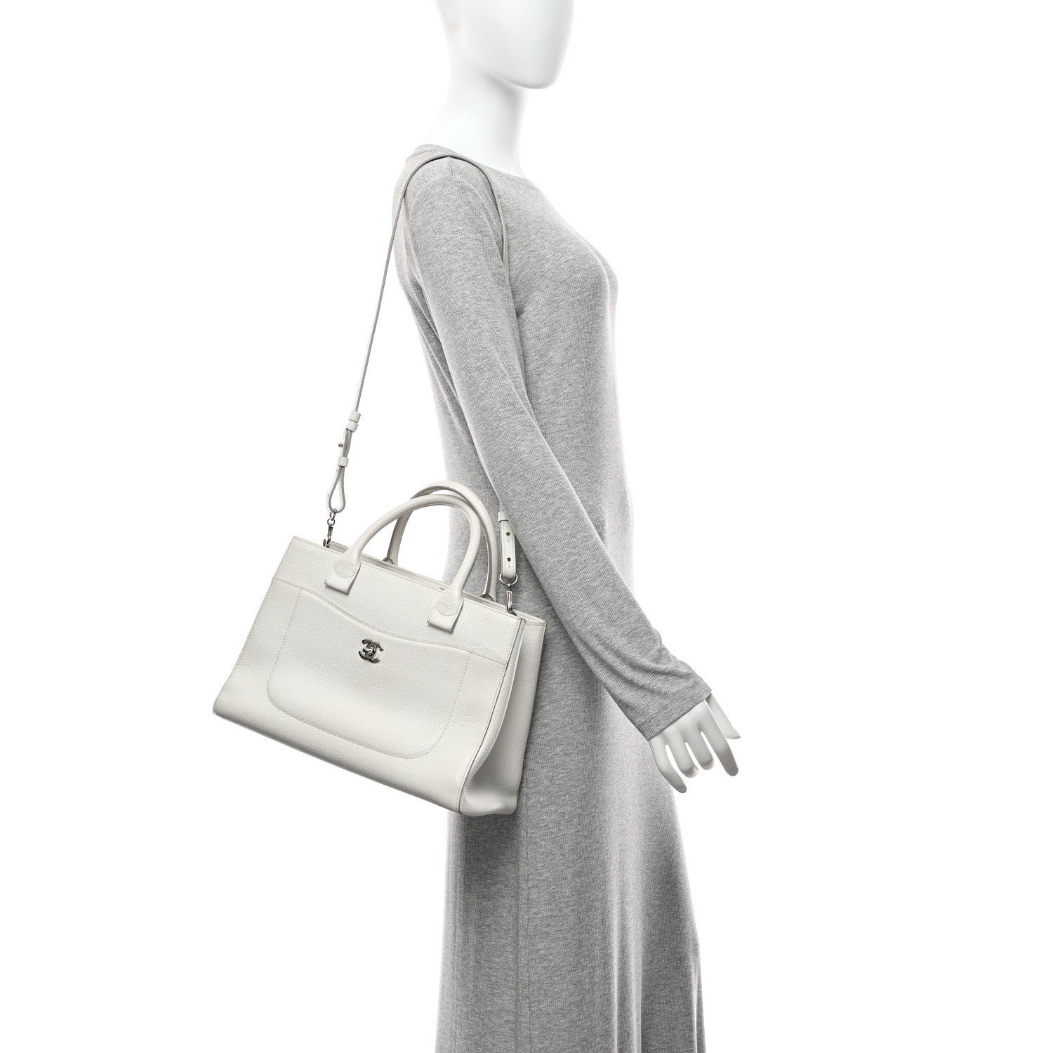 Chanel Grained Calfskin Small Neo Executive Shopper Tote White 2 of 13