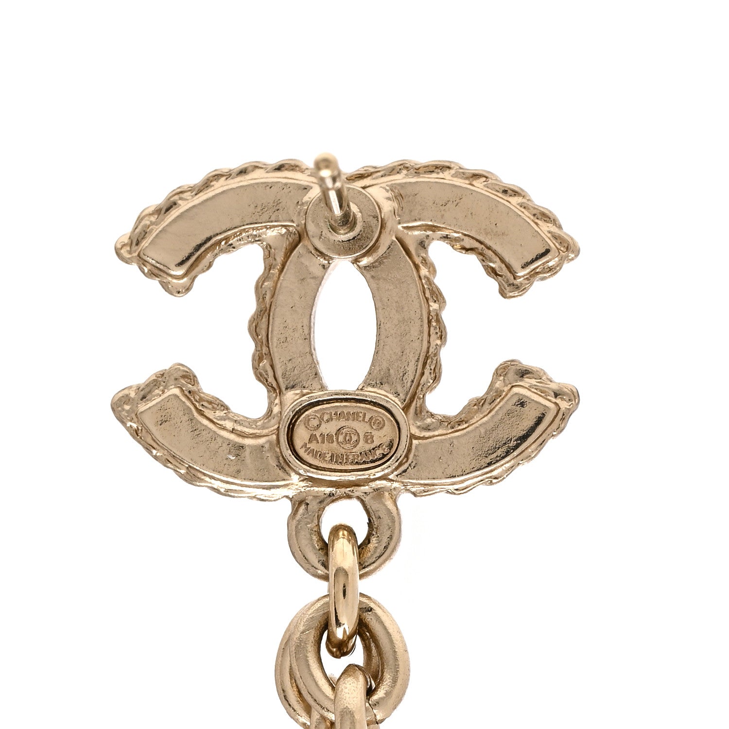 Chanel Medallion CC Drop Earrings Light Gold 4 of 5
