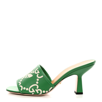 Gucci X ADIDAS Nappa Charlotte Suede Monogram Jumbo GG Trefoil 75mm Slide Sandals 37 New Shamarock Ivoire 1 of 9
