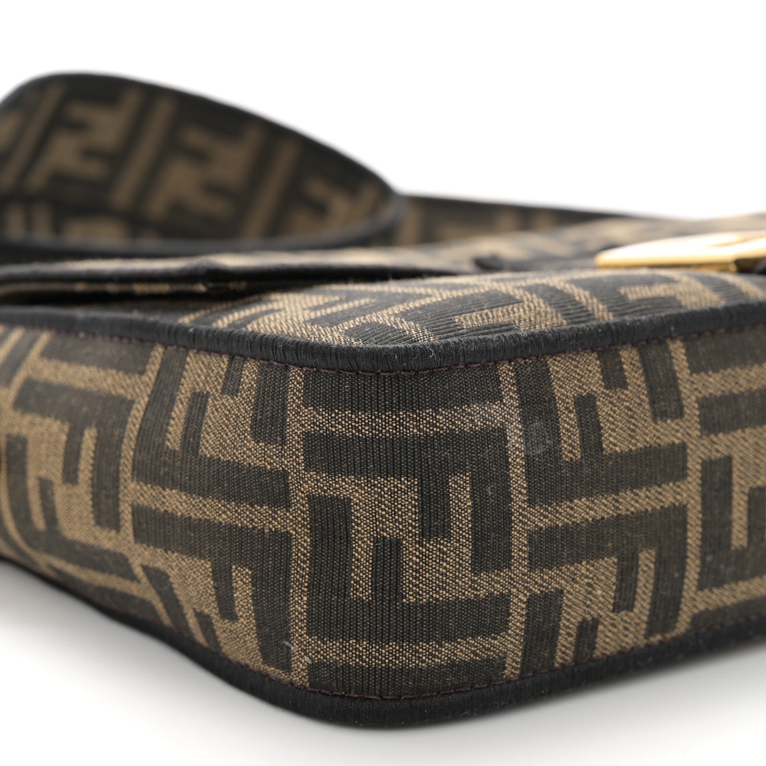 Fendi Fabric Jacquard FF 1974 Medium Baguette Tobacco Moro Black 7 of 10