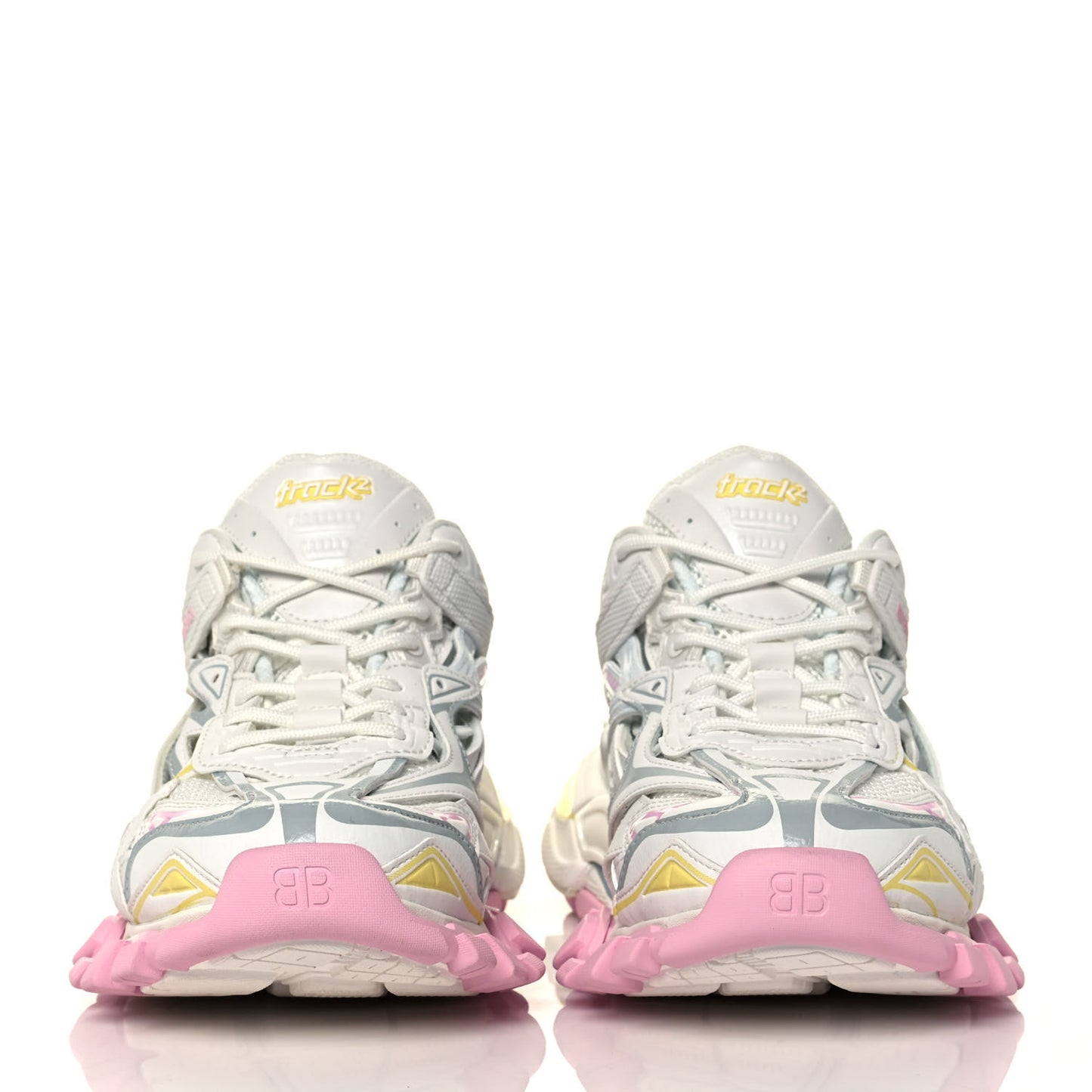 Rubber Mesh Tri-Color Womens Track.2 Open Sneakers 40 Light Yellow Light Pink Light Blue