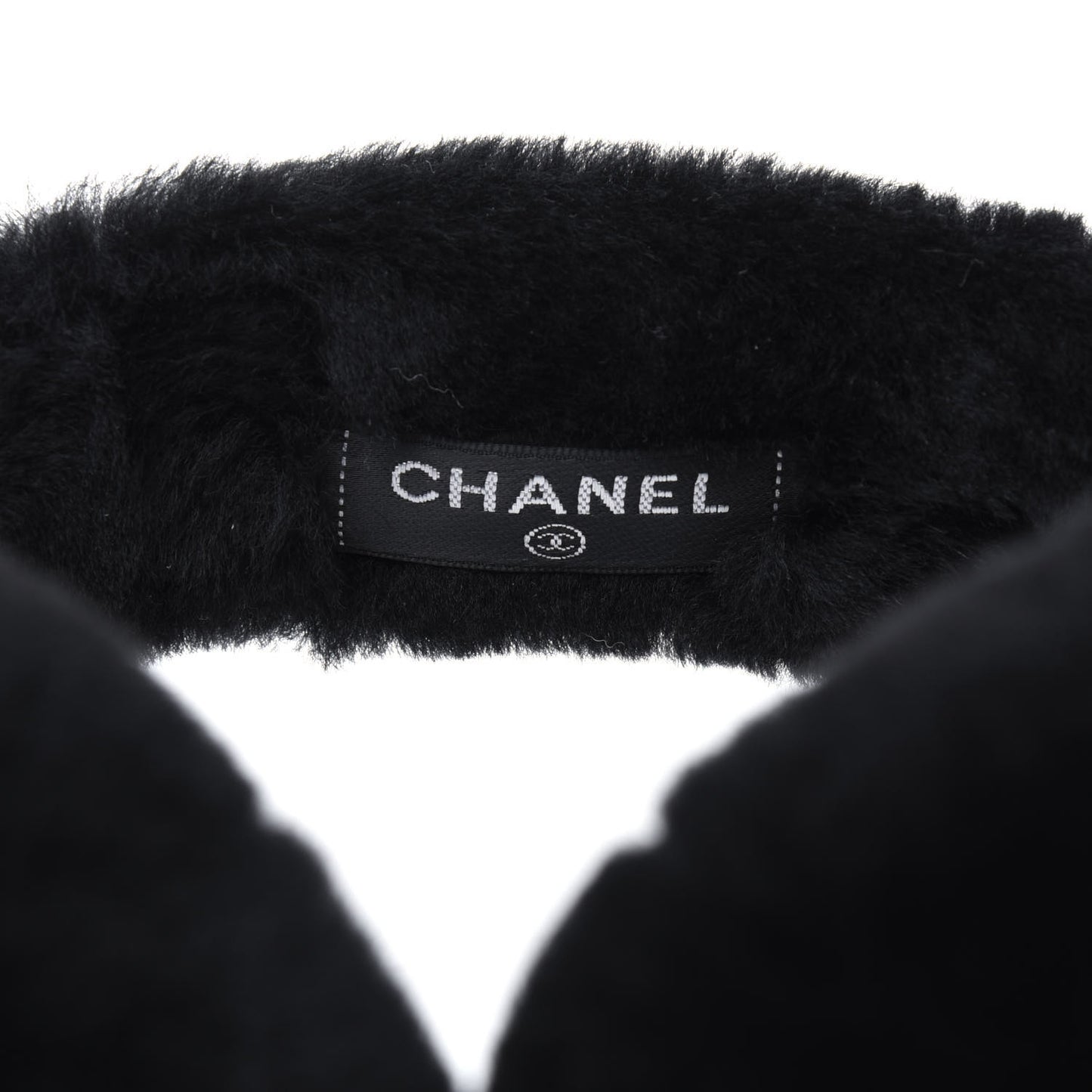 Shearling CC Ear Muffs Black White