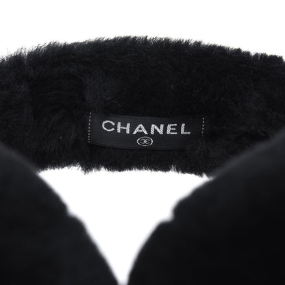 Chanel Shearling CC Ear Muffs Black White 3 of 4