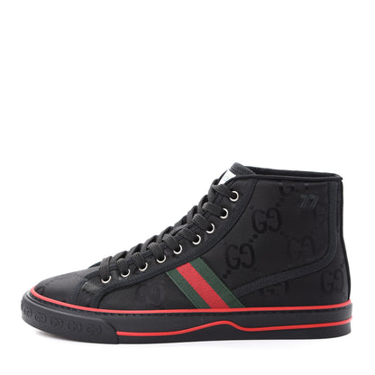 Gucci Econyl Nylon Web Monogram Off The Grid Mens 1977 Tennis High Top Sneakers 9 Black 1 of 10