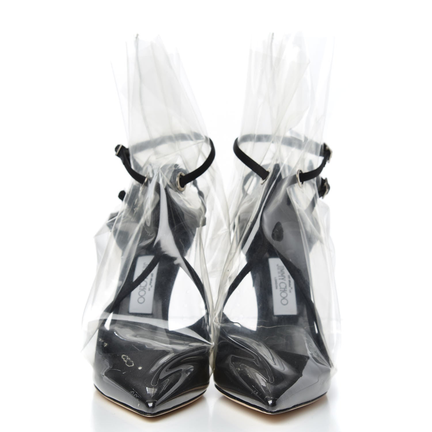 Jimmy Choo x OFF-WHITE Satin TPU Claire 100 Pumps 39.5 Black 2 of 7