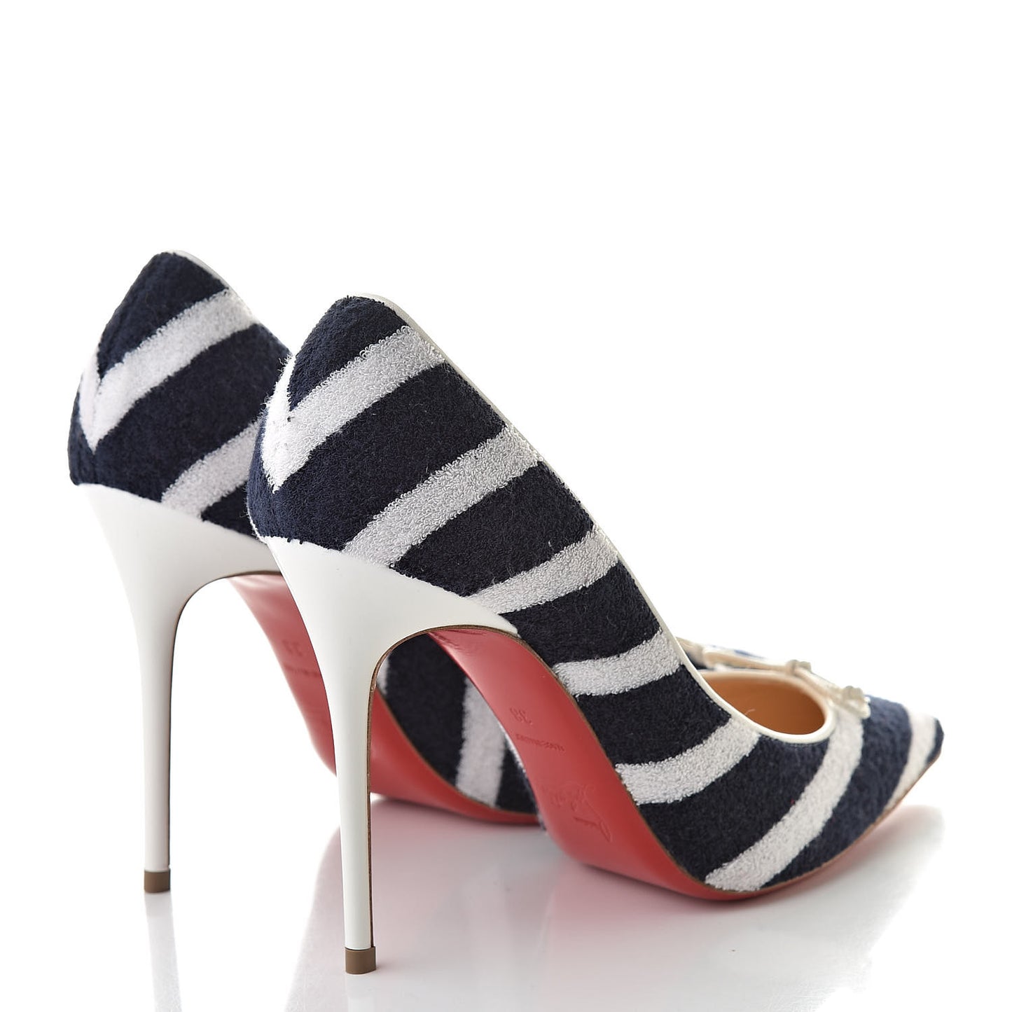 Sponge Fabric Shiny Nappa Decollete Spa 100 Pumps 38 Navy White