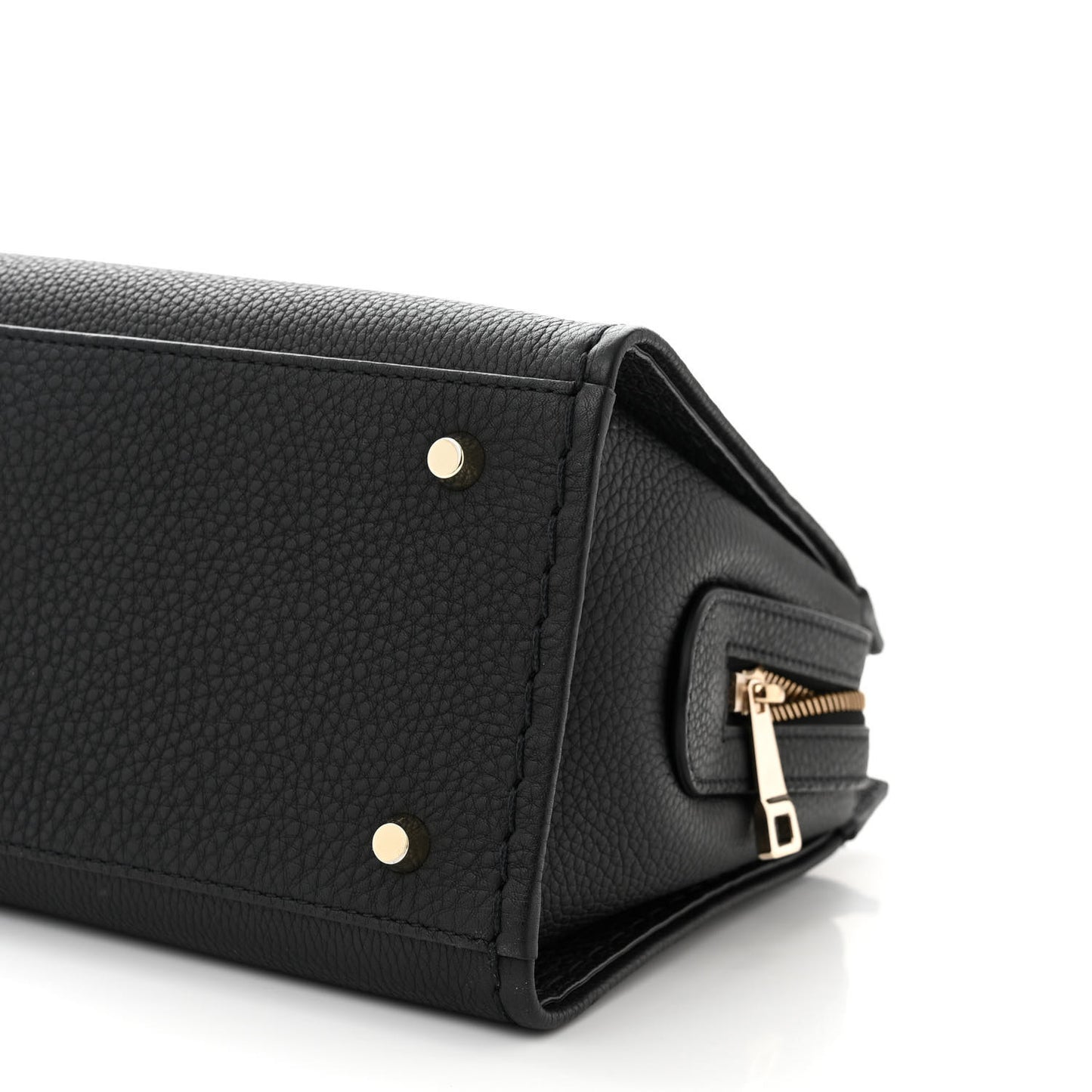 Grained Calfskin Small Edith Top Handle Bag Black