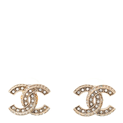 Chanel Crystal Timeless CC Earrings Light Gold 1 of 7