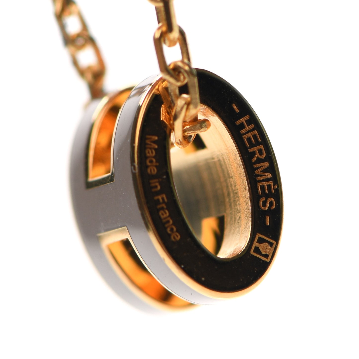 Lacquered Gold Mini Pop H Pendant Necklace Marron Glace