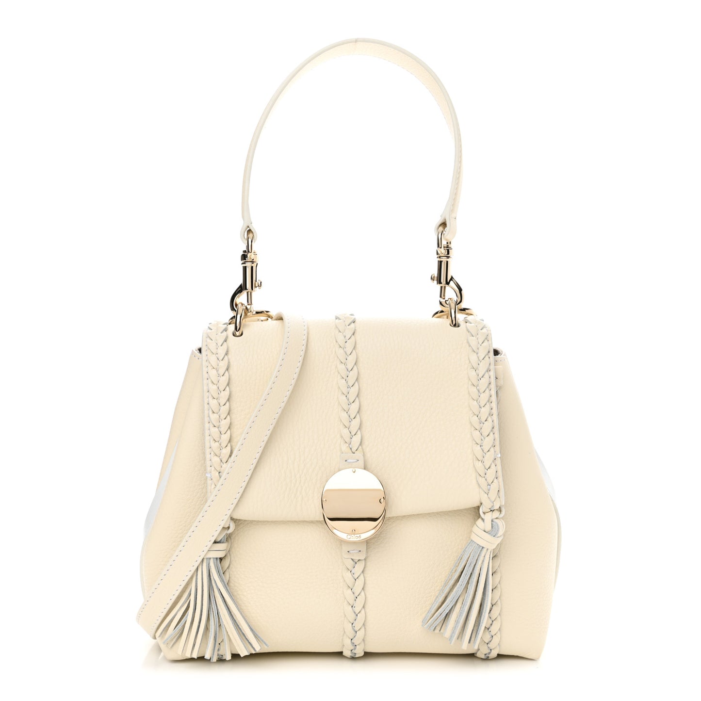 Grained Calfskin Small Penelope Soft Shoulder Bag White