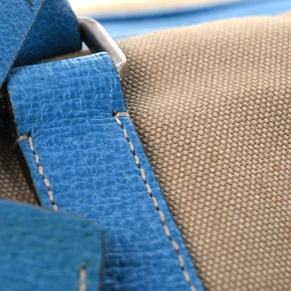 Prada Canvas Calfskin Duffle Beige Blue 19 of 20
