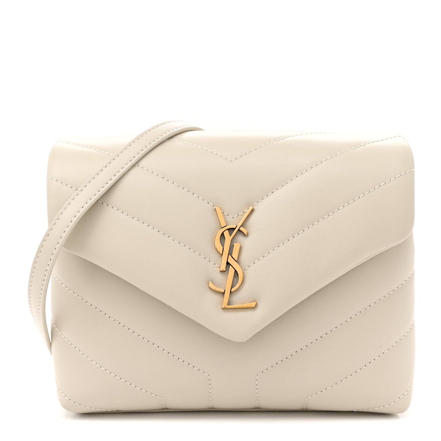 Calfskin Y Quilted Monogram Toy Loulou Crossbody Bag Blanc Vintage