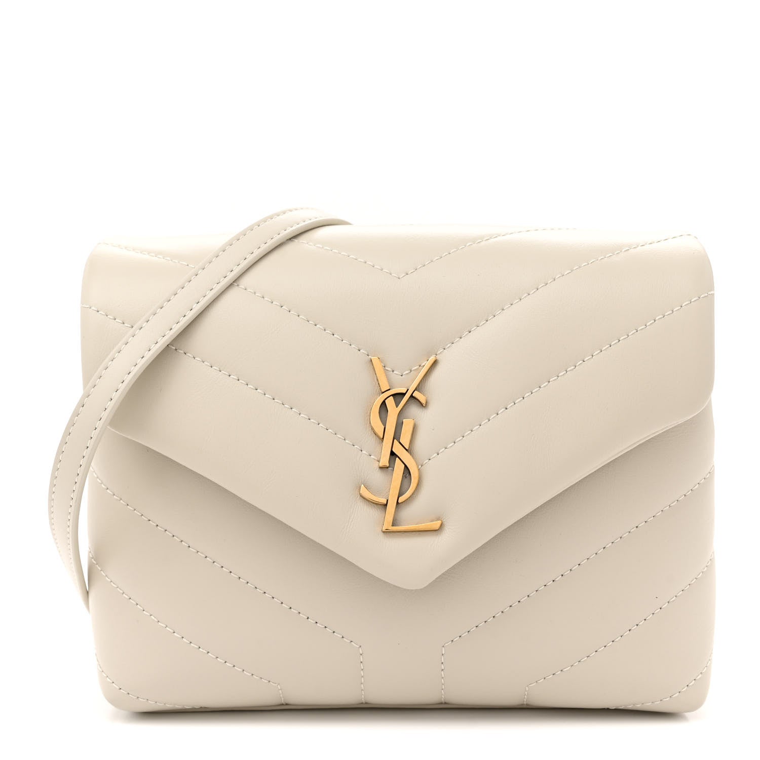 Saint Laurent Calfskin Y Quilted Monogram Toy Loulou Crossbody Bag Blanc Vintage 1 of 10