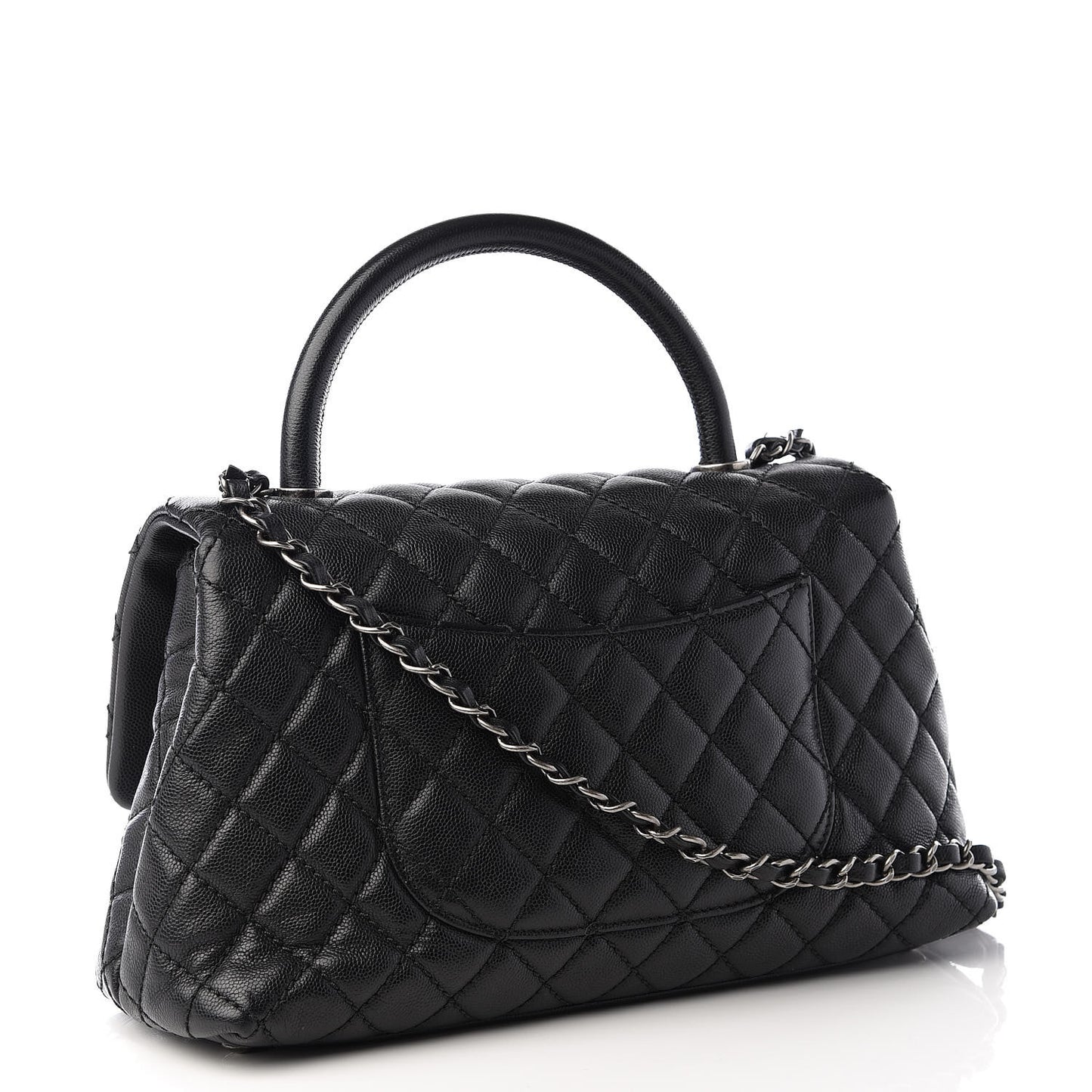 Caviar Quilted Small Coco Handle Flap Black