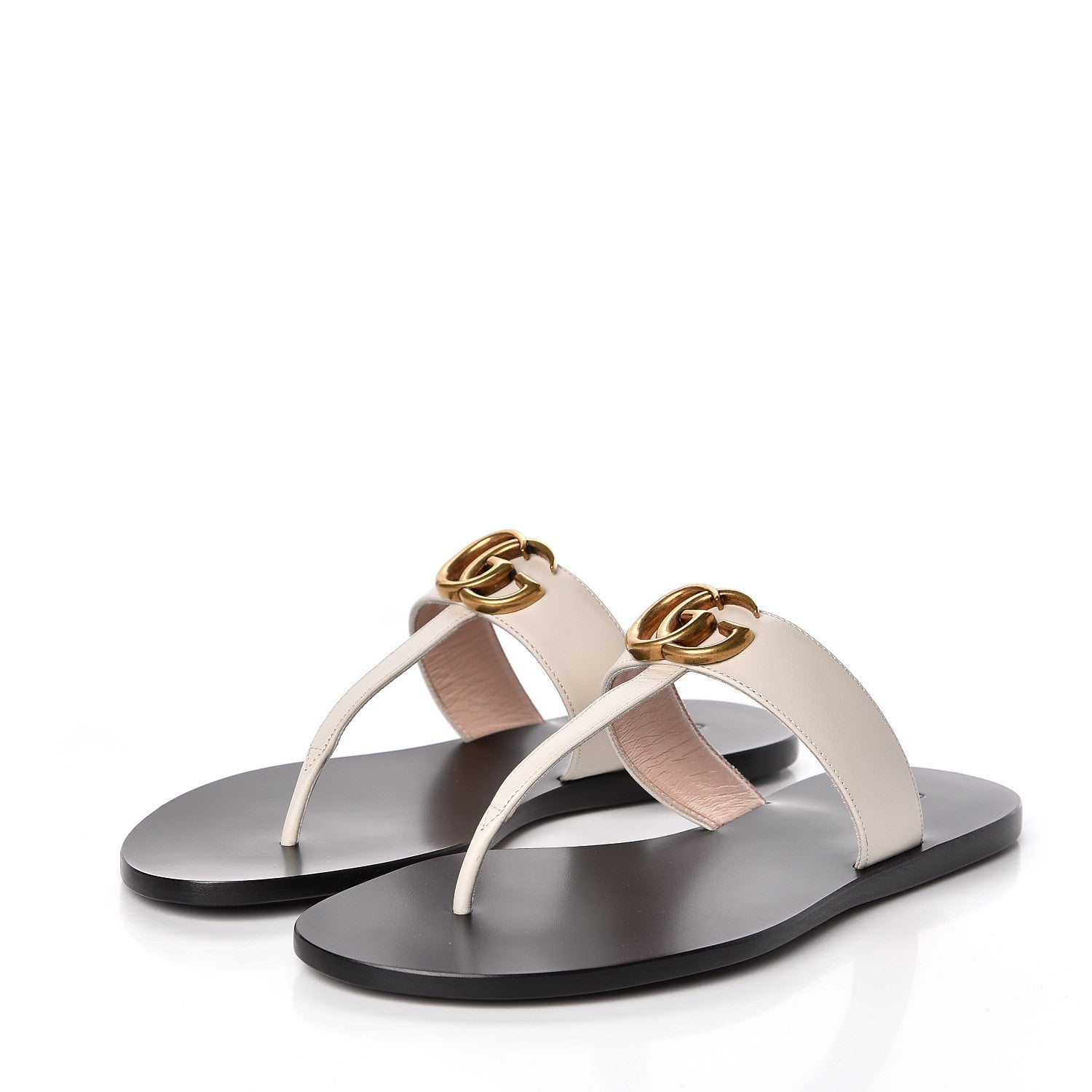 Gucci Calfskin GG Marmont Thong Sandals 38 Mystic White 3 of 8