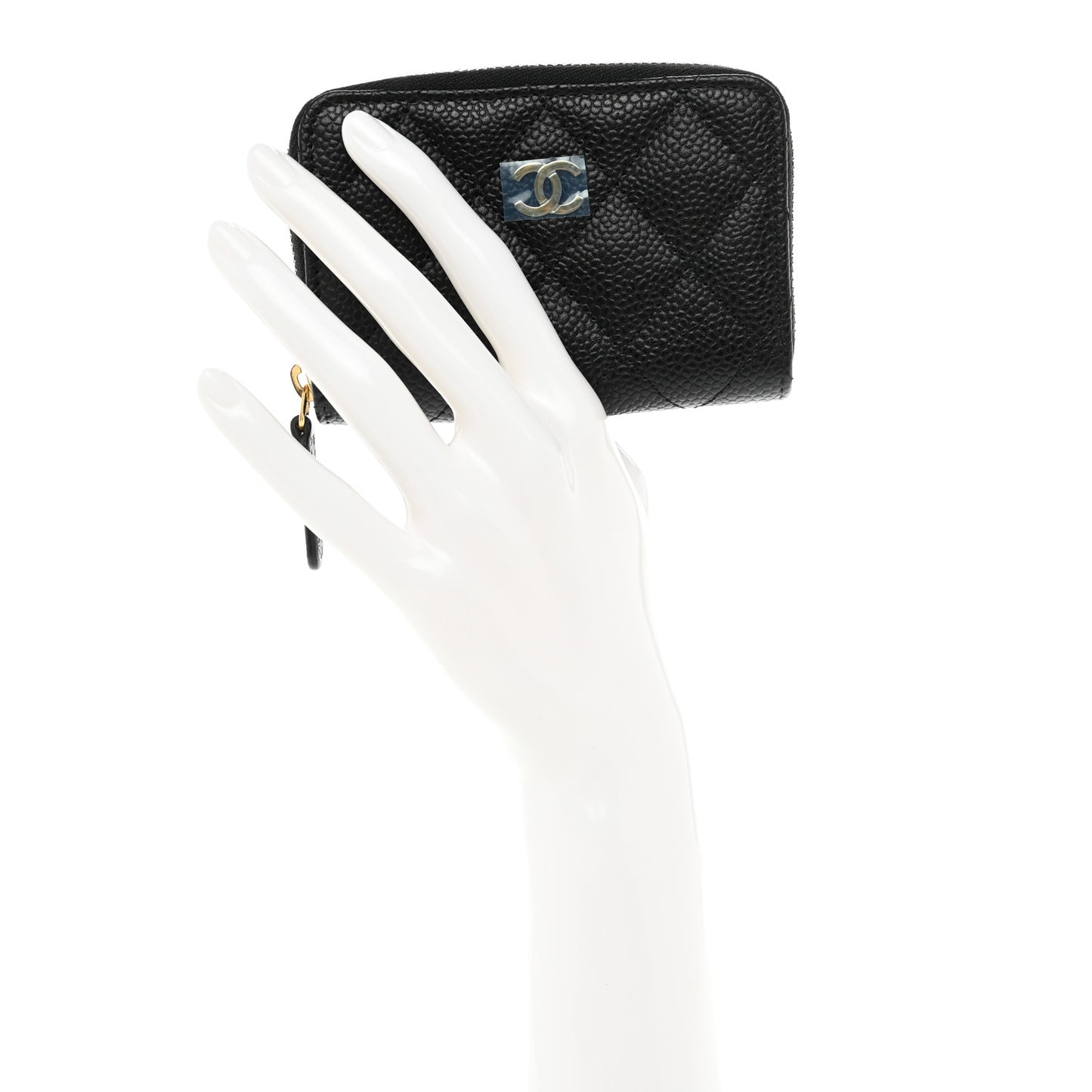 Caviar Quilted Zip Coin Purse Black