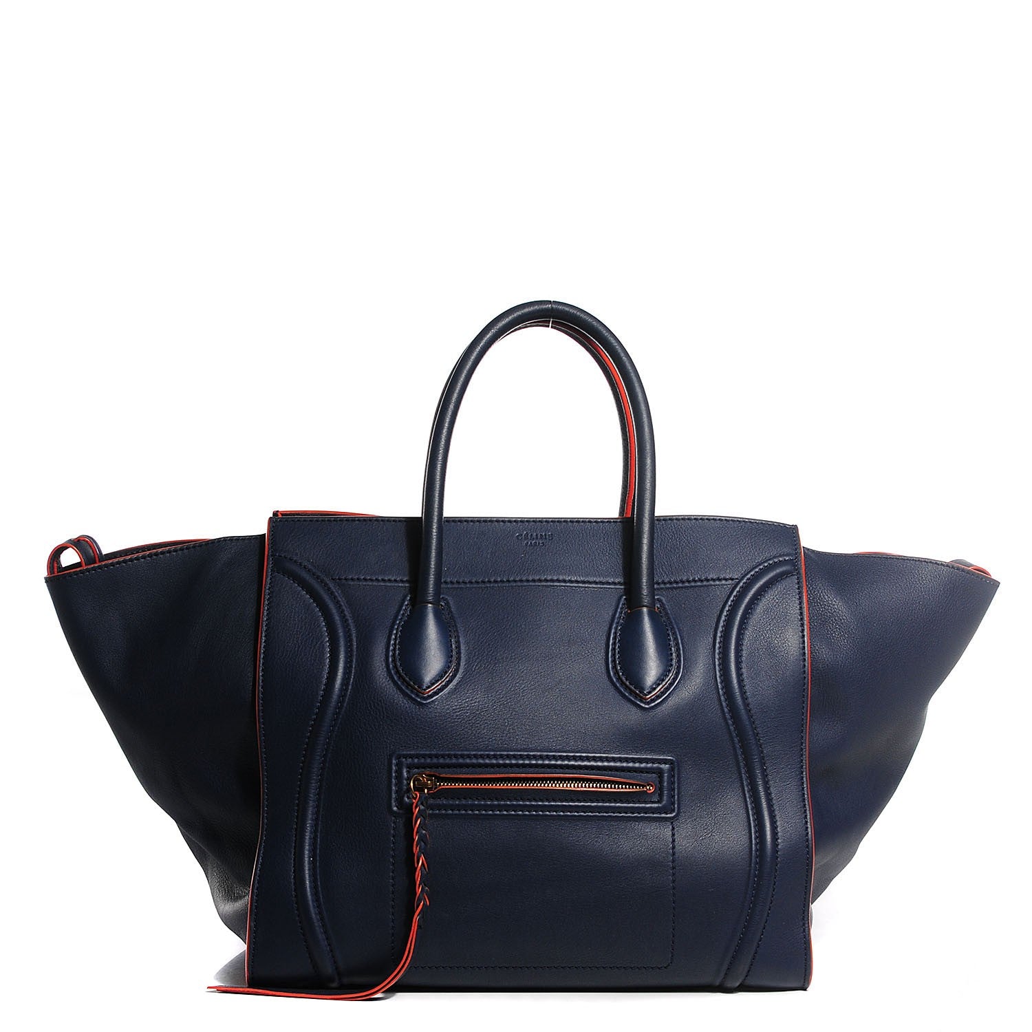 Celine Supple Calfskin Large Phantom Luggage Navy Blue Orange 1 of 9
