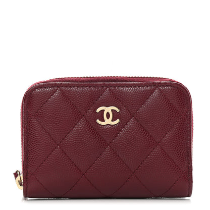 Chanel Caviar Quilted Zip Around Coin Purse Burgundy 1 of 7