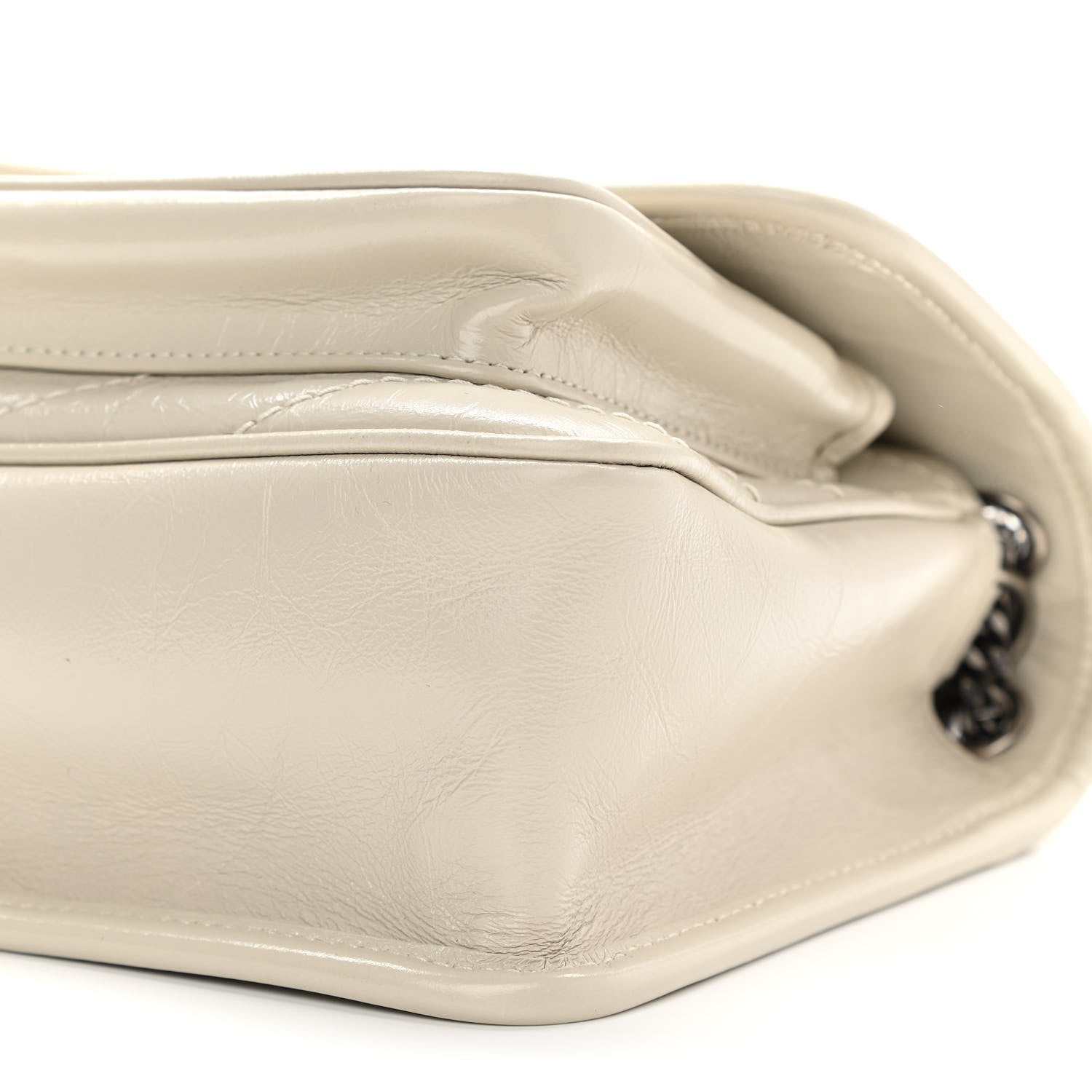 Saint Laurent Crinkled Calfskin Matelasse Monogram Baby Niki Chain Satchel Ivory 9 of 9