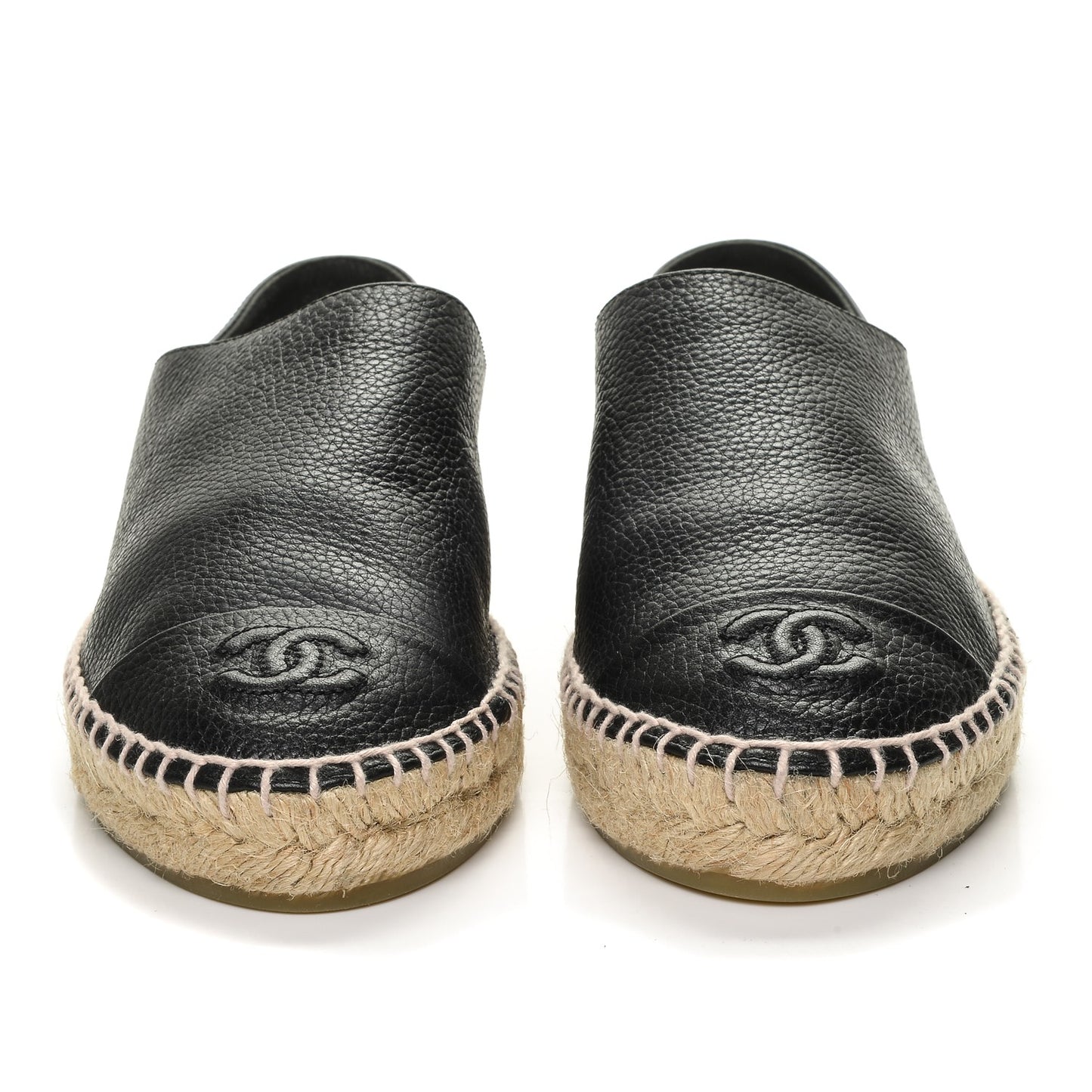 Grained Calfskin CC Espadrilles 37 Black