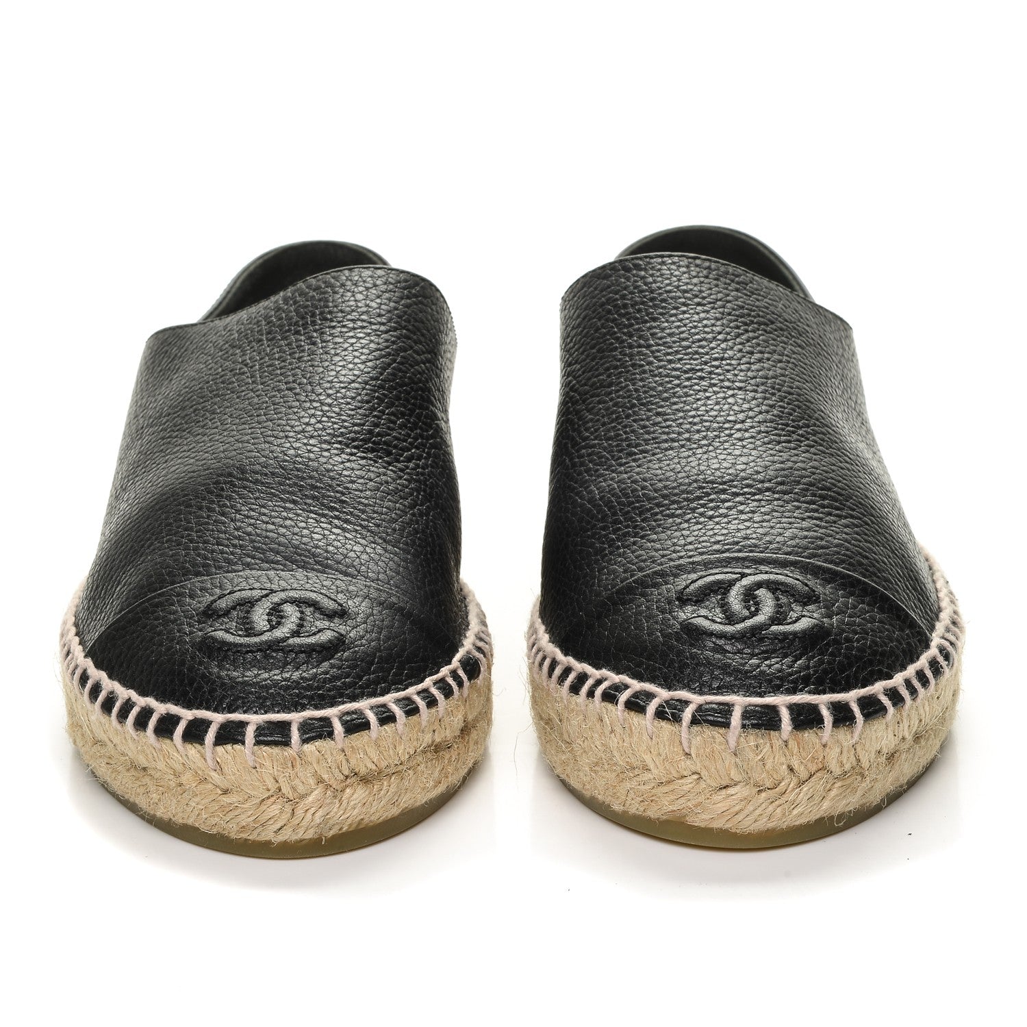 Chanel Grained Calfskin CC Espadrilles 37 Black 4 of 8