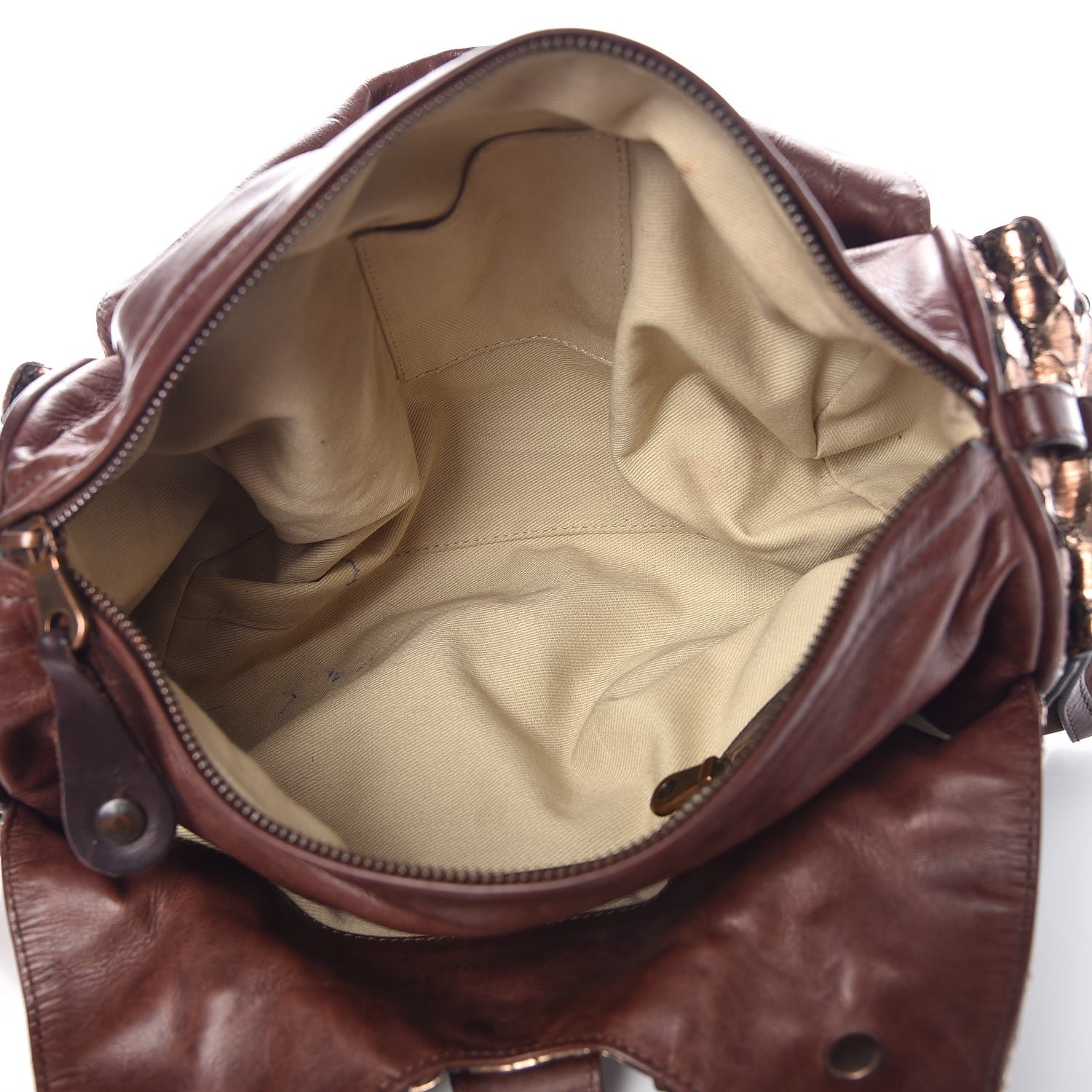 Chloe Metallic Python Calfskin Silverado Shoulder Bag Brown 5 of 13