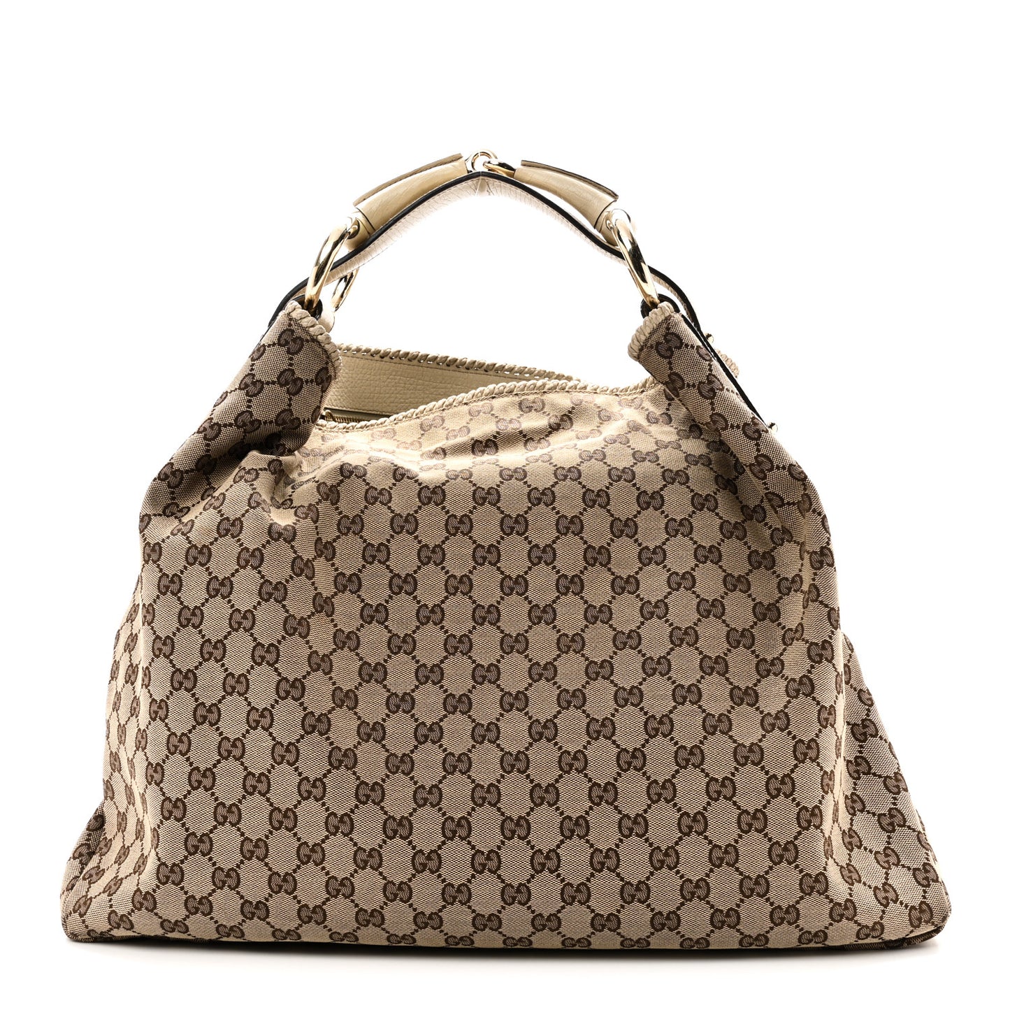 Monogram Large Horsebit Chain Hobo Off White
