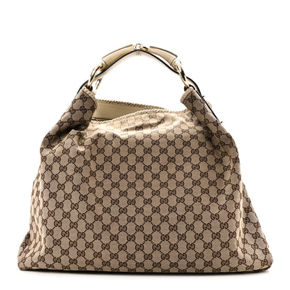Gucci Monogram Large Horsebit Chain Hobo Off White 1 of 10