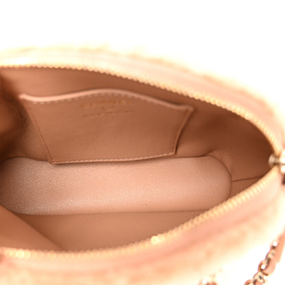 Chanel Shearling Quilted Shiny Coco Clutch With Chain Dark Beige 5 of 11