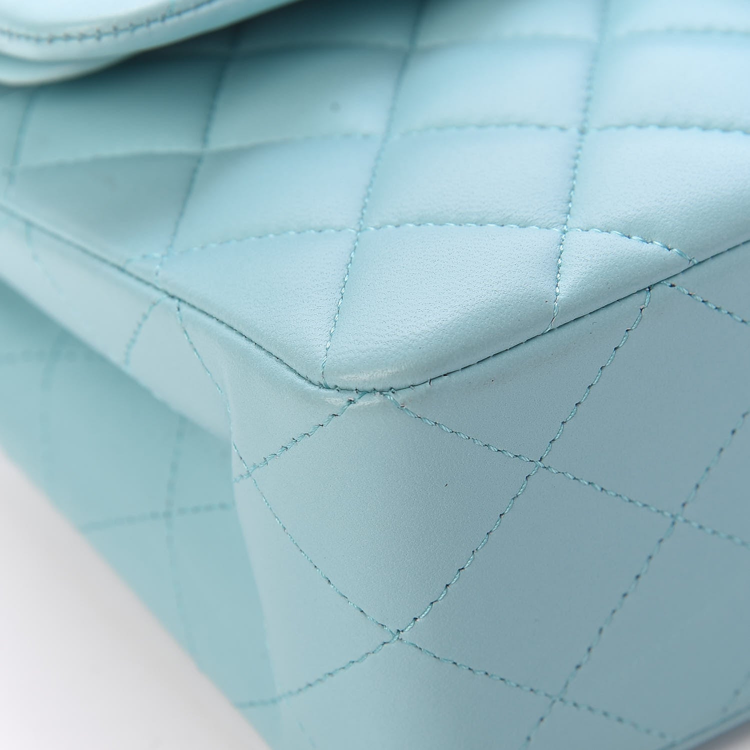 Chanel Lambskin Quilted Small Double Flap Light Blue 14 of 17