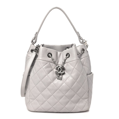 Chanel Caviar Quilted Small Chain Bucket Bag Light Gray 1 of 15