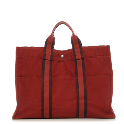 Hermes Canvas Fourre Tout MM Rouge 1 of 11
