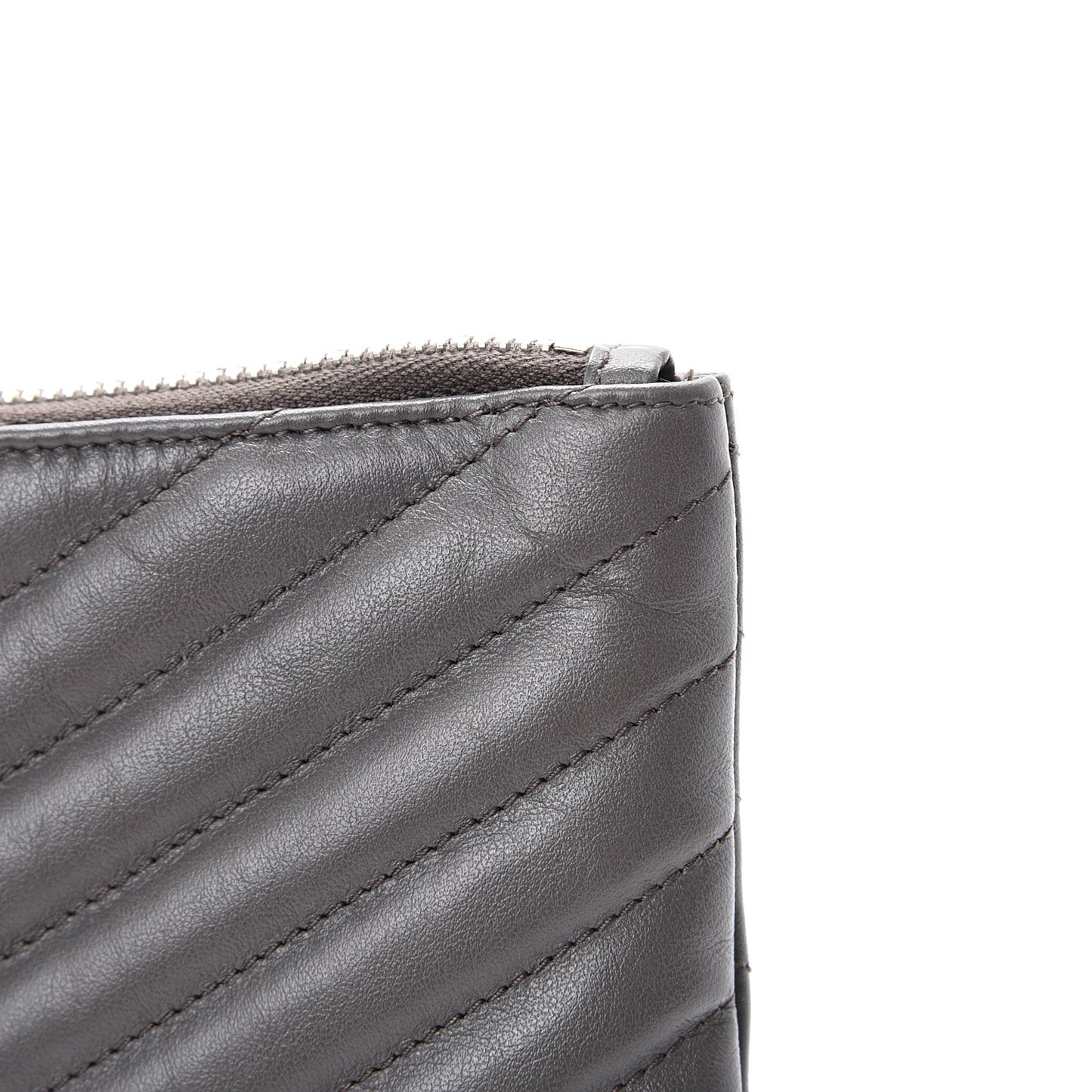 Calfskin Matelasse Chevron Monogram A5 Wristlet Earth