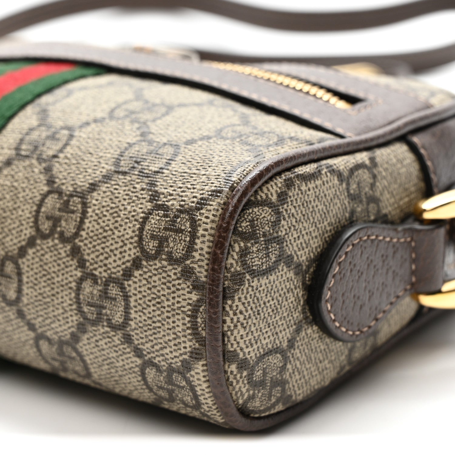 Gucci GG Supreme Monogram Web Mini Ophidia Shoulder Bag Brown