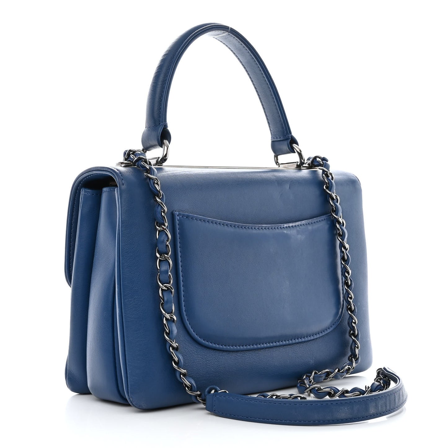 Calfskin Small Trendy CC Dual Handle Flap Bag Blue