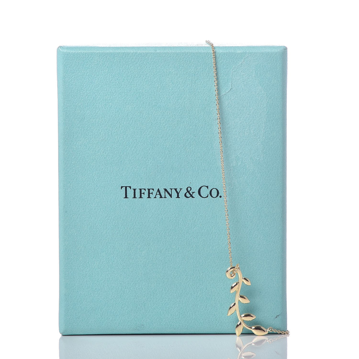 Tiffany 18K Yellow Gold Paloma Picasso Olive Leaf Vine Pendant Necklace 6 of 6