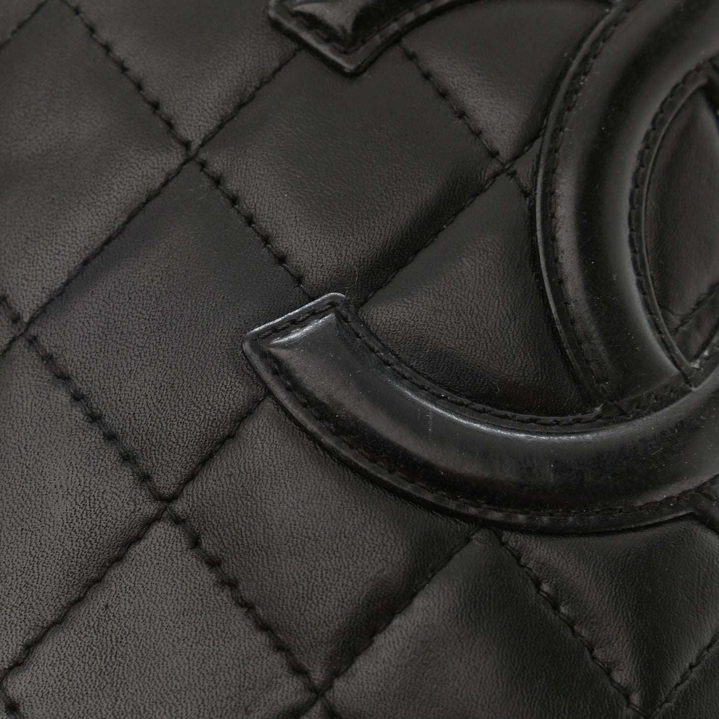 Calfskin Quilted Cambon Yen Wallet Black