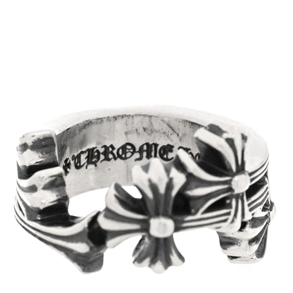 Chrome Hearts Sterling Silver Triple Cross Curve Ring 51 5.75 7 of 10