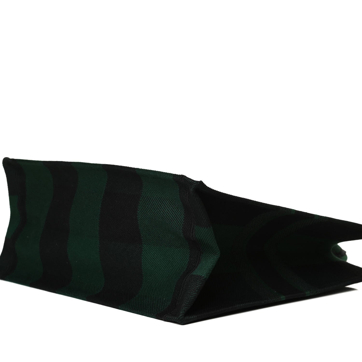 Christian Dior Canvas Embroidered Checkered Book Tote Black Green 10 of 13