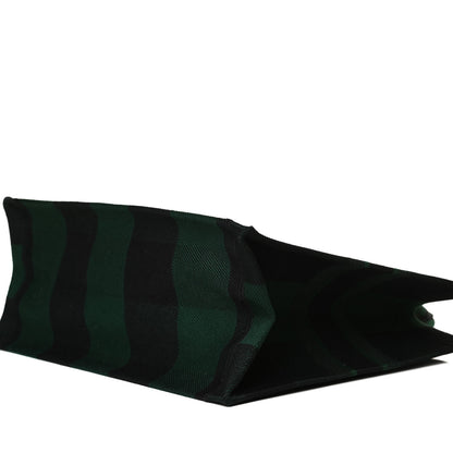 Christian Dior Canvas Embroidered Checkered Book Tote Black Green 10 of 13