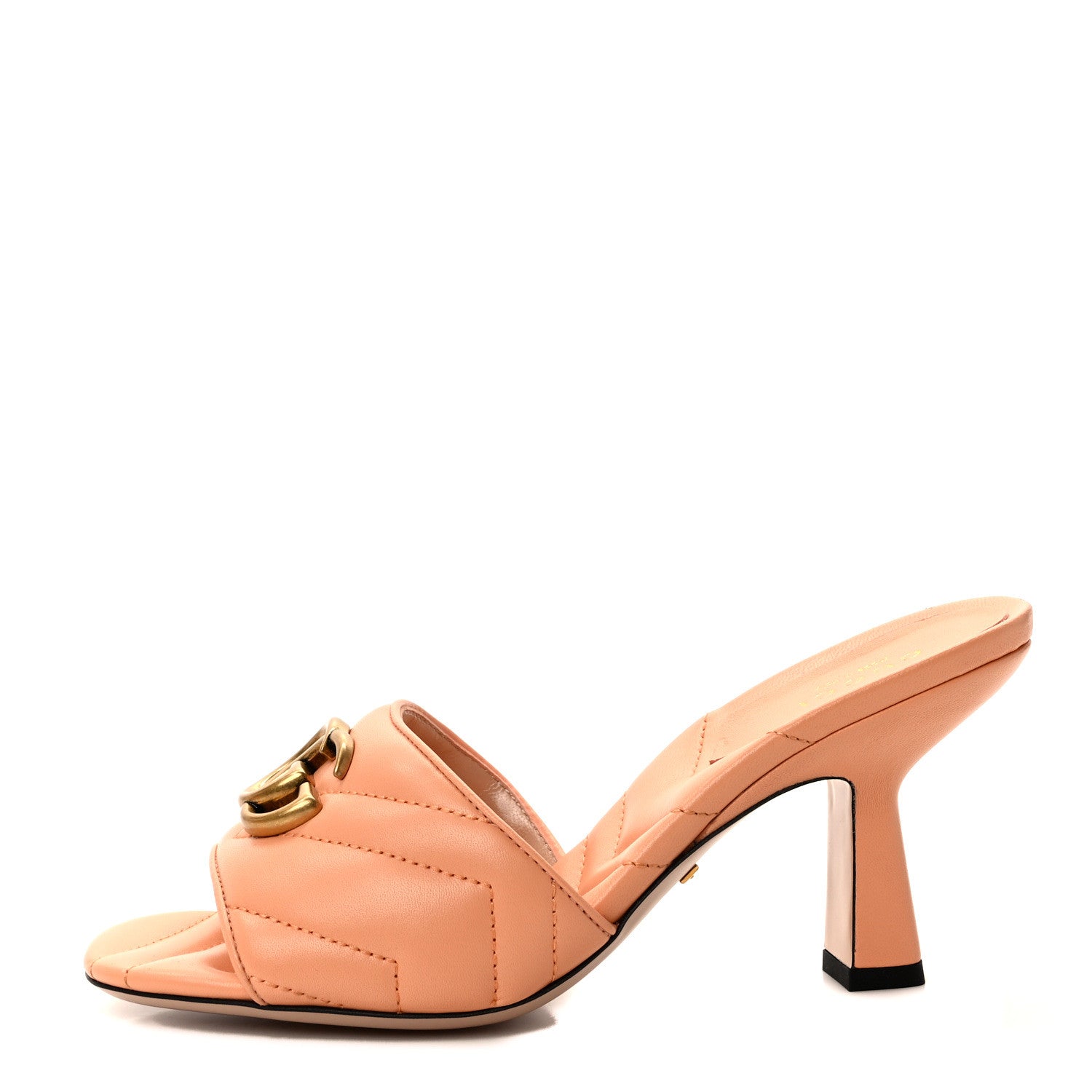 Gucci Nappa Matelasse GG Marmont 75mm Slide Sandals 36 Peachy Chic 1 of 9