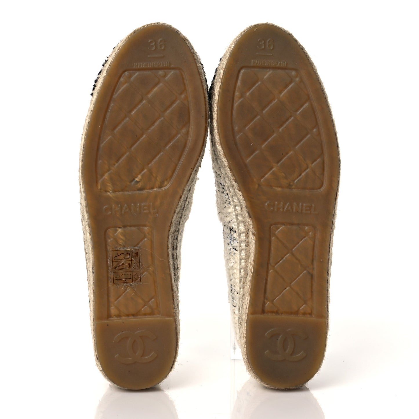 Tweed CC Espadrilles 36 Ecru White Blue Black