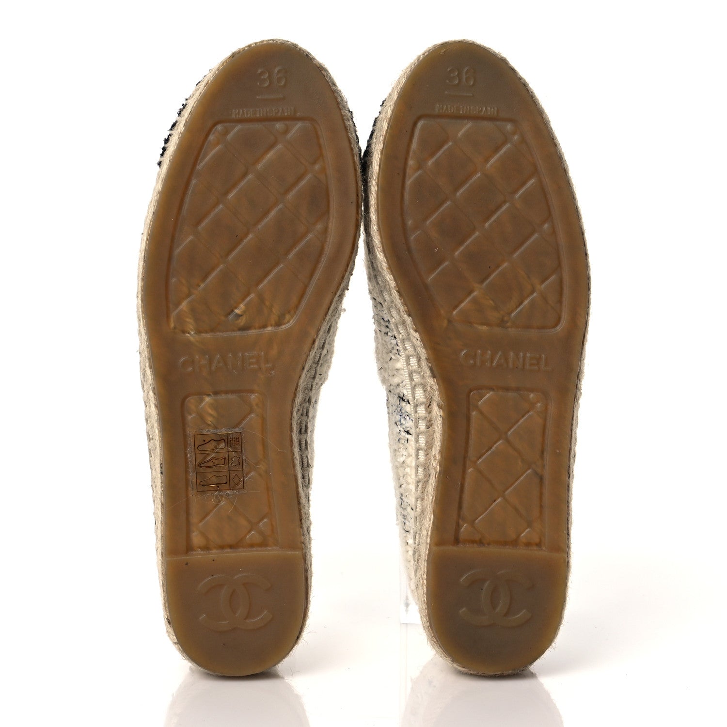 Chanel Tweed CC Espadrilles 36 Ecru White Blue Black 5 of 9